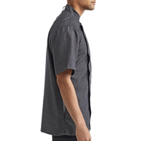 Artisan Collection by Reprime Unisex Zip-Close Short Sleeve Chef's Coat, Black Denim, Right Sleeve view