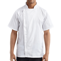 Artisan Collection by Reprime Unisex Zip-Close Short Sleeve Chef's Coat, White, Front view