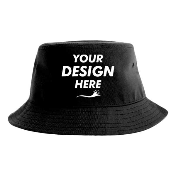 Atlantis Headwear Sustainable Bucket Hat, Black, Front view, Mockup