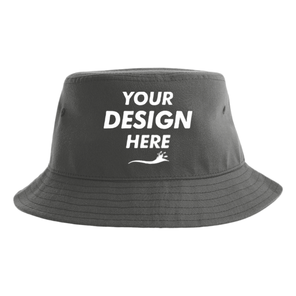 Atlantis Headwear Sustainable Bucket Hat, Dark Grey, Front view, Mockup