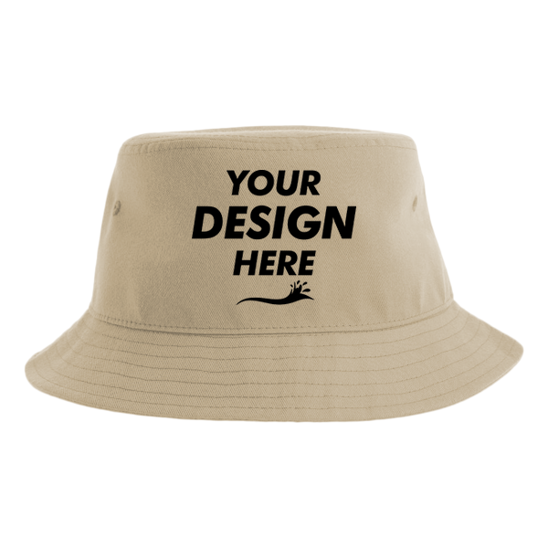 Atlantis Headwear Sustainable Bucket Hat, Khaki, Front view, Mockup