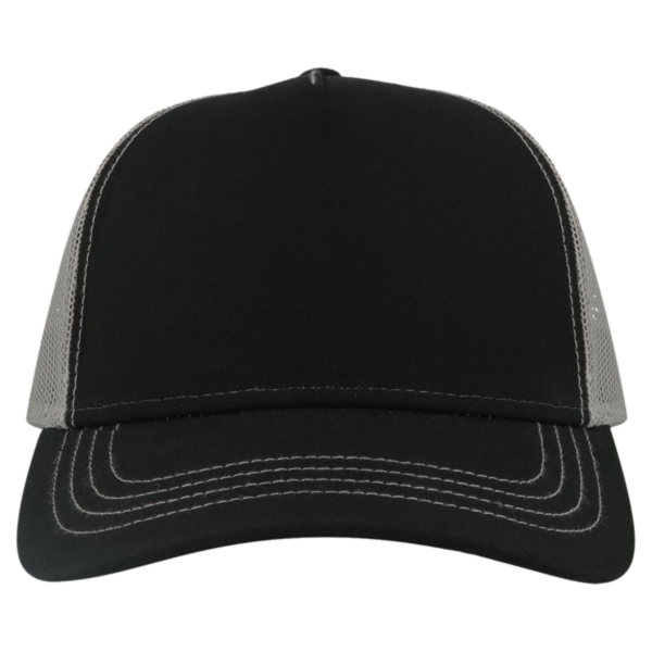 Atlantis Headwear Sustainable Canvas Cap, Black / Grey / Grey, Front view