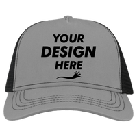 Atlantis Headwear Sustainable Canvas Cap, Grey / Black / Black, Front view, Mockup