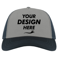 Atlantis Headwear Sustainable Canvas Cap, Grey / Navy / Navy, Front view, Mockup