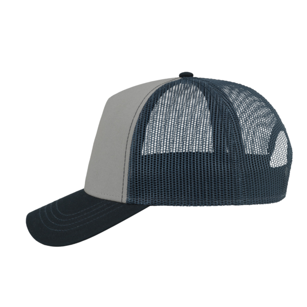 Atlantis Headwear Sustainable Canvas Cap, Grey / Navy / Navy, Left Side view