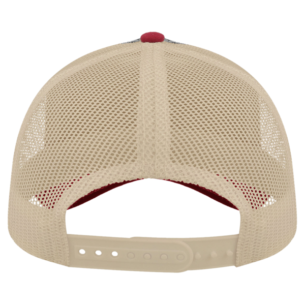 Atlantis Headwear Sustainable Canvas Cap, Navy / Burgundy / Khaki, Back view