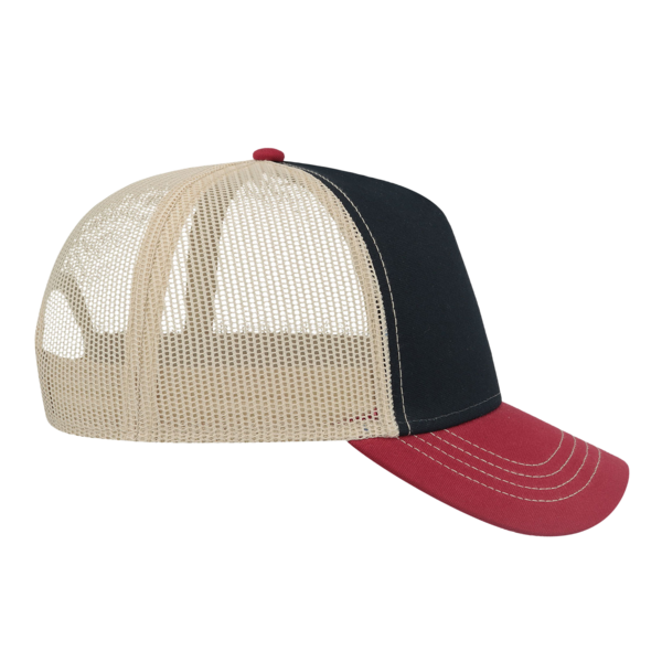 Atlantis Headwear Sustainable Canvas Cap, Navy / Burgundy / Khaki, Right Side view