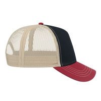 Atlantis Headwear Sustainable Canvas Cap, Navy / Burgundy / Khaki, Right Side view
