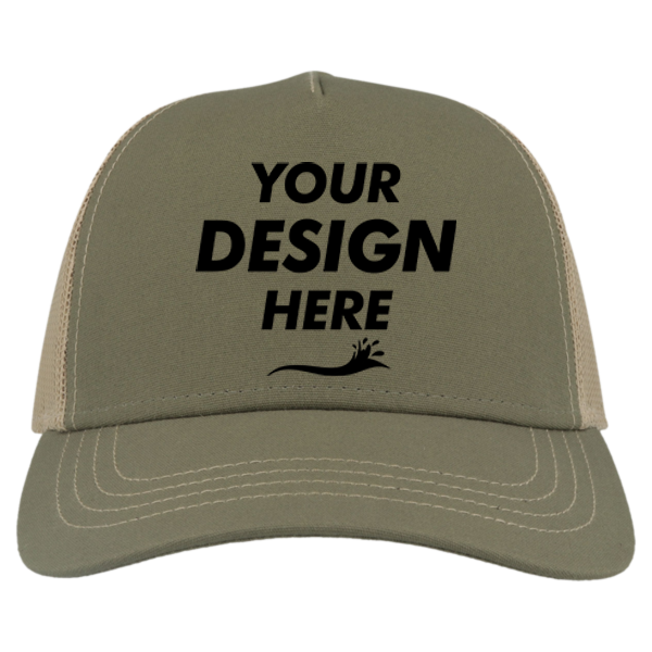 Atlantis Headwear Sustainable Canvas Cap, Olive Green / Khaki / Khaki, Front view, Mockup