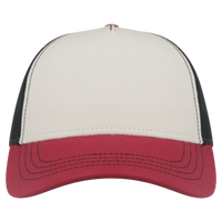 Atlantis Headwear Sustainable Canvas Cap, White / Burgundy / Black, Front view