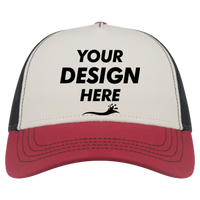 Atlantis Headwear Sustainable Canvas Cap, White / Burgundy / Black, Front view, Mockup