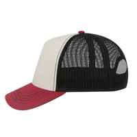 Atlantis Headwear Sustainable Canvas Cap, White / Burgundy / Black, Left Side view