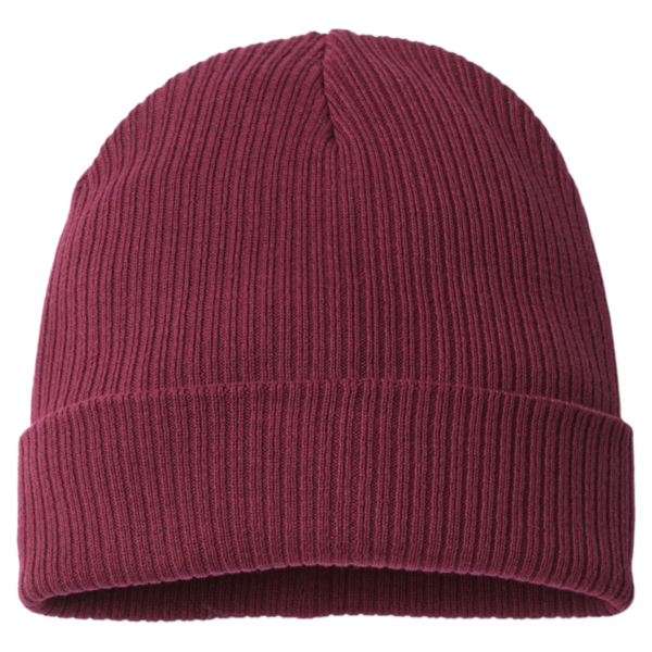 Atlantis Headwear Sustainable Cuffed Beanie, Burgundy, Front view