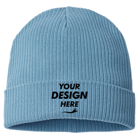 Atlantis Headwear Sustainable Cuffed Beanie, Light Avio Blue, Front view, Mockup