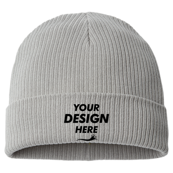 Atlantis Headwear Sustainable Cuffed Beanie, Light Grey, Front view, Mockup