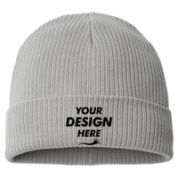 Atlantis Headwear Sustainable Cuffed Beanie, Light Grey, Front view, Mockup