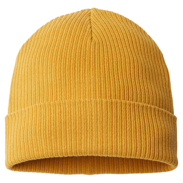 Atlantis Headwear Sustainable Cuffed Beanie, Mustard Yellow, Back view