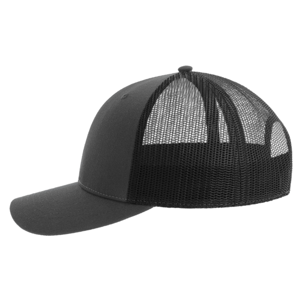Atlantis Headwear Sustainable Trucker Cap, Dark Grey / Black, Left Side view
