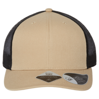Atlantis Headwear Sustainable Trucker Cap, Khaki / Black, Front view