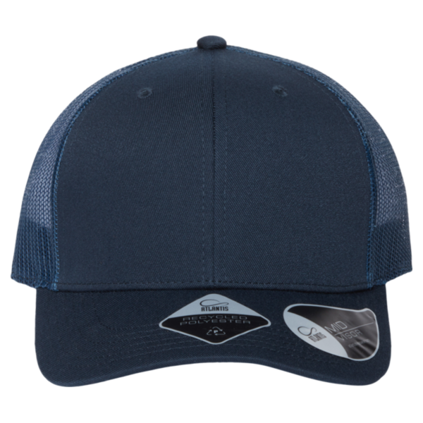 Atlantis Headwear Sustainable Trucker Cap, Navy / Navy, Front view