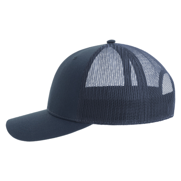 Atlantis Headwear Sustainable Trucker Cap, Navy / Navy, Left Side view