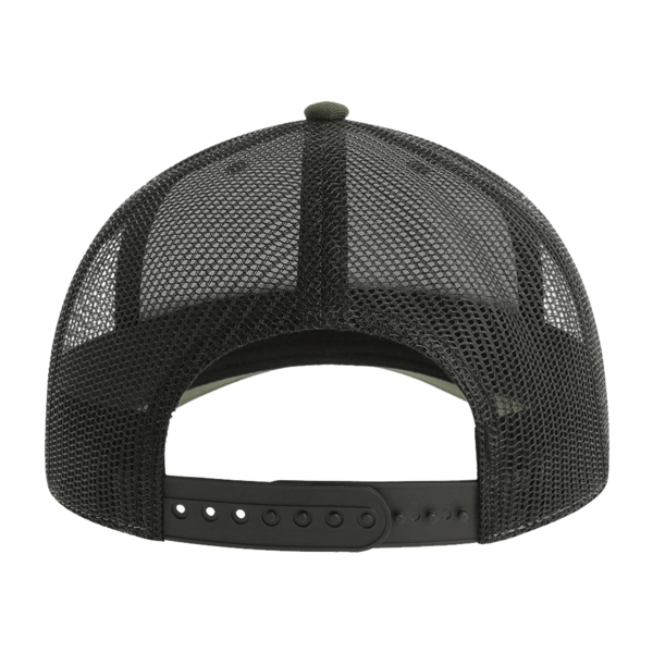 Atlantis Headwear Sustainable Trucker Cap, Olive / Black, Back view