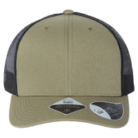 Atlantis Headwear Sustainable Trucker Cap, Olive / Black, Front view