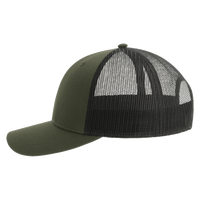 Atlantis Headwear Sustainable Trucker Cap, Olive / Black, Left Side view