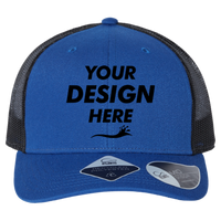 Atlantis Headwear Sustainable Trucker Cap, Royal / Black, Front view, Mockup