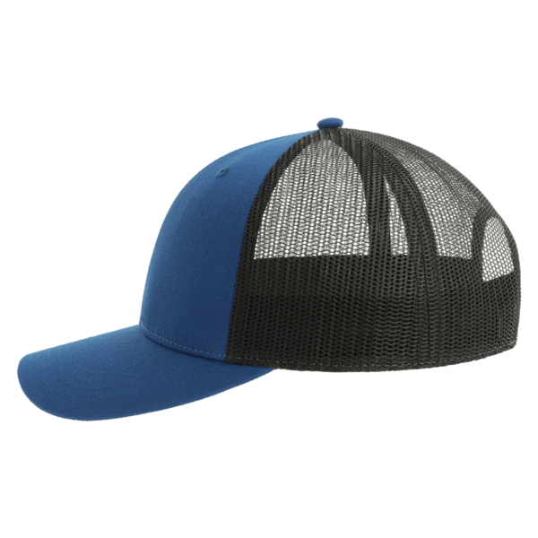 Atlantis Headwear Sustainable Trucker Cap, Royal / Black, Left Side view