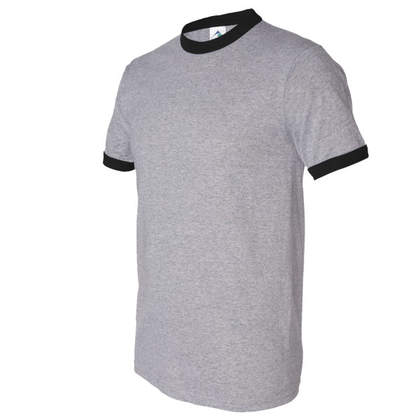 Augusta Sportswear Unisex 50/50 Ringer T-Shirt, Athletic Heather / Black, Front view