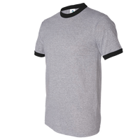 Augusta Sportswear Unisex 50/50 Ringer T-Shirt, Athletic Heather / Black, Front view