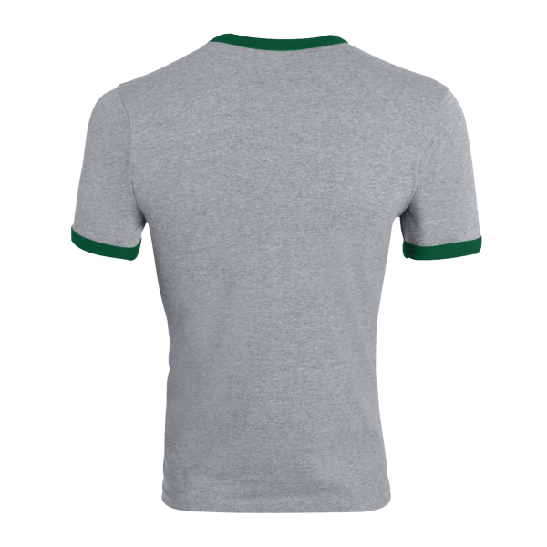 Augusta Sportswear Unisex 50/50 Ringer T-Shirt, Athletic Heather / Dark Green, Back view