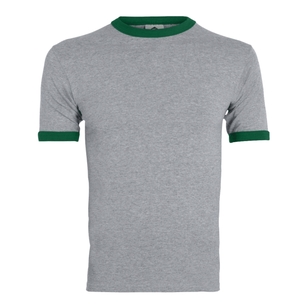 Augusta Sportswear Unisex 50/50 Ringer T-Shirt, Athletic Heather / Dark Green, Front view