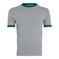 Augusta Sportswear Unisex 50/50 Ringer T-Shirt, Athletic Heather / Dark Green, Front view