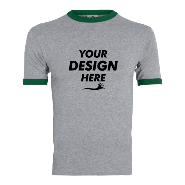 Augusta Sportswear Unisex 50/50 Ringer T-Shirt, Athletic Heather / Dark Green, Front view, Mockup