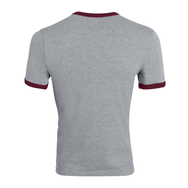 Augusta Sportswear Unisex 50/50 Ringer T-Shirt, Athletic Heather / Maroon, Back view