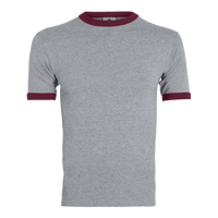 Augusta Sportswear Unisex 50/50 Ringer T-Shirt, Athletic Heather / Maroon, Front view