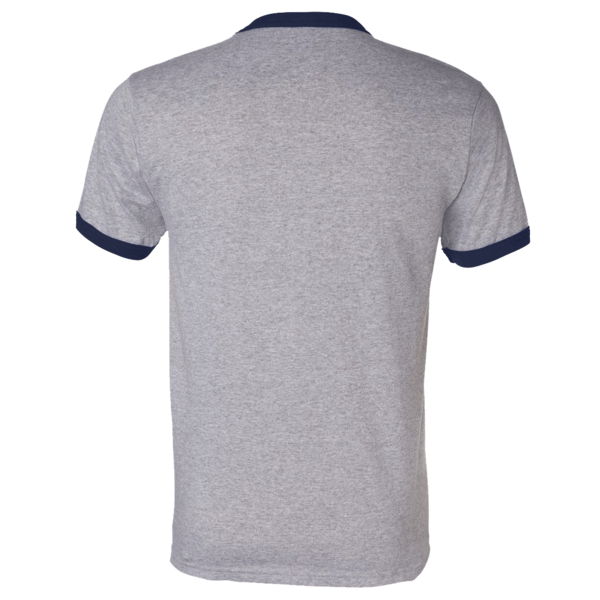 Augusta Sportswear Unisex 50/50 Ringer T-Shirt, Athletic Heather / Navy, Back view