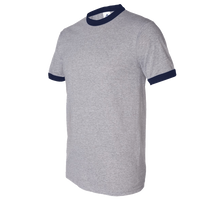 Augusta Sportswear Unisex 50/50 Ringer T-Shirt, Athletic Heather / Navy, Front view