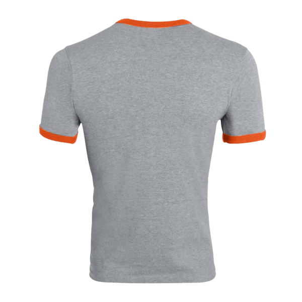 Augusta Sportswear Unisex 50/50 Ringer T-Shirt, Athletic Heather / Orange, Back view