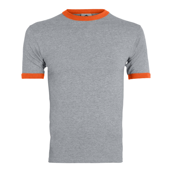 Augusta Sportswear Unisex 50/50 Ringer T-Shirt, Athletic Heather / Orange, Front view