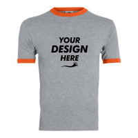 Augusta Sportswear Unisex 50/50 Ringer T-Shirt, Athletic Heather / Orange, Front view, Mockup