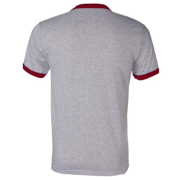 Augusta Sportswear Unisex 50/50 Ringer T-Shirt, Athletic Heather / Red, Back view