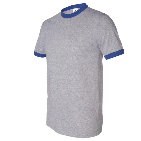 Augusta Sportswear Unisex 50/50 Ringer T-Shirt, Athletic Heather / Royal, Front view