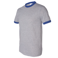 Augusta Sportswear Unisex 50/50 Ringer T-Shirt, Athletic Heather / Royal, Front view