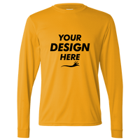 Augusta Sportswear Unisex Nexgen Performance Long Sleeve T-Shirt, Gold, Front view, Mockup