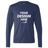 Augusta Sportswear Unisex Nexgen Performance Long Sleeve T-Shirt, Navy, Front view, Mockup