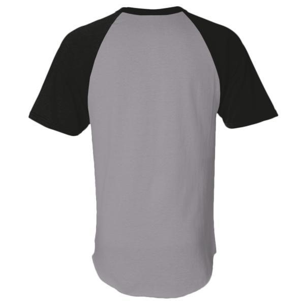 Augusta Sportswear Unisex Raglan Baseball Jersey, Athletic Heather / Black, Back view