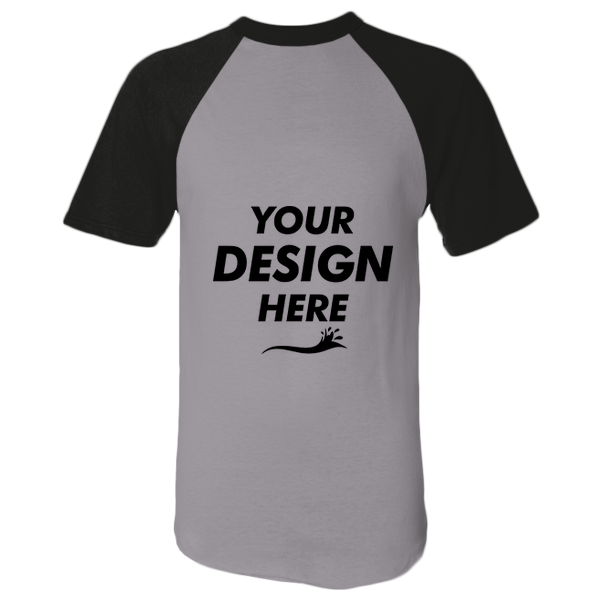 Augusta Sportswear Unisex Raglan Baseball Jersey, Athletic Heather / Black, Front view, Mockup